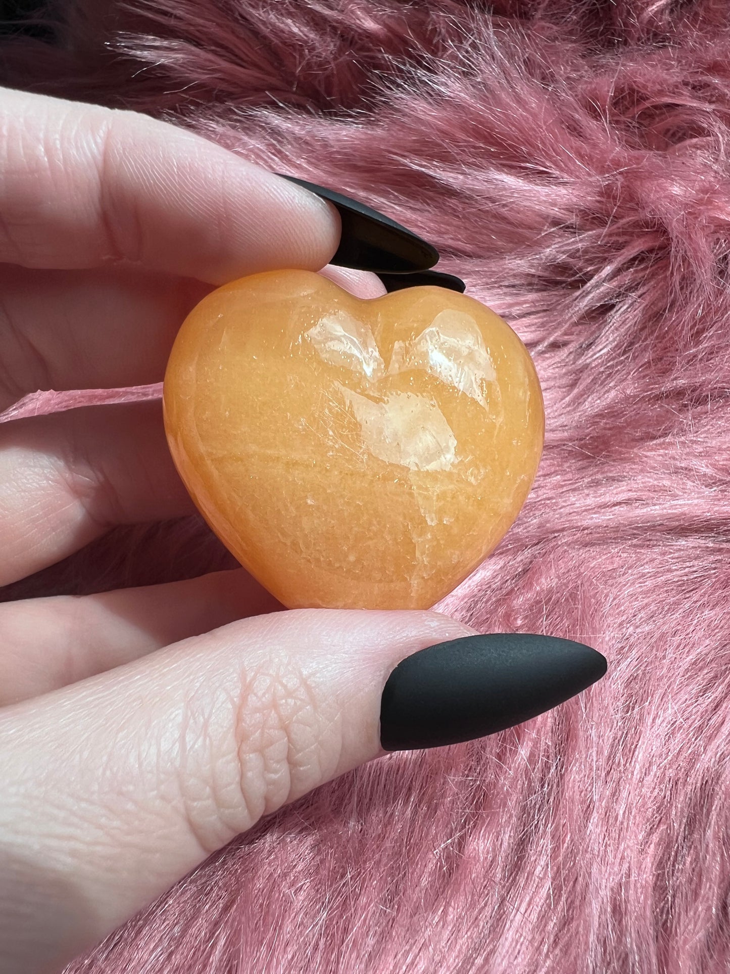 ONE (1) Stunning Juicy Orange Calcite Heart from Mexico - G