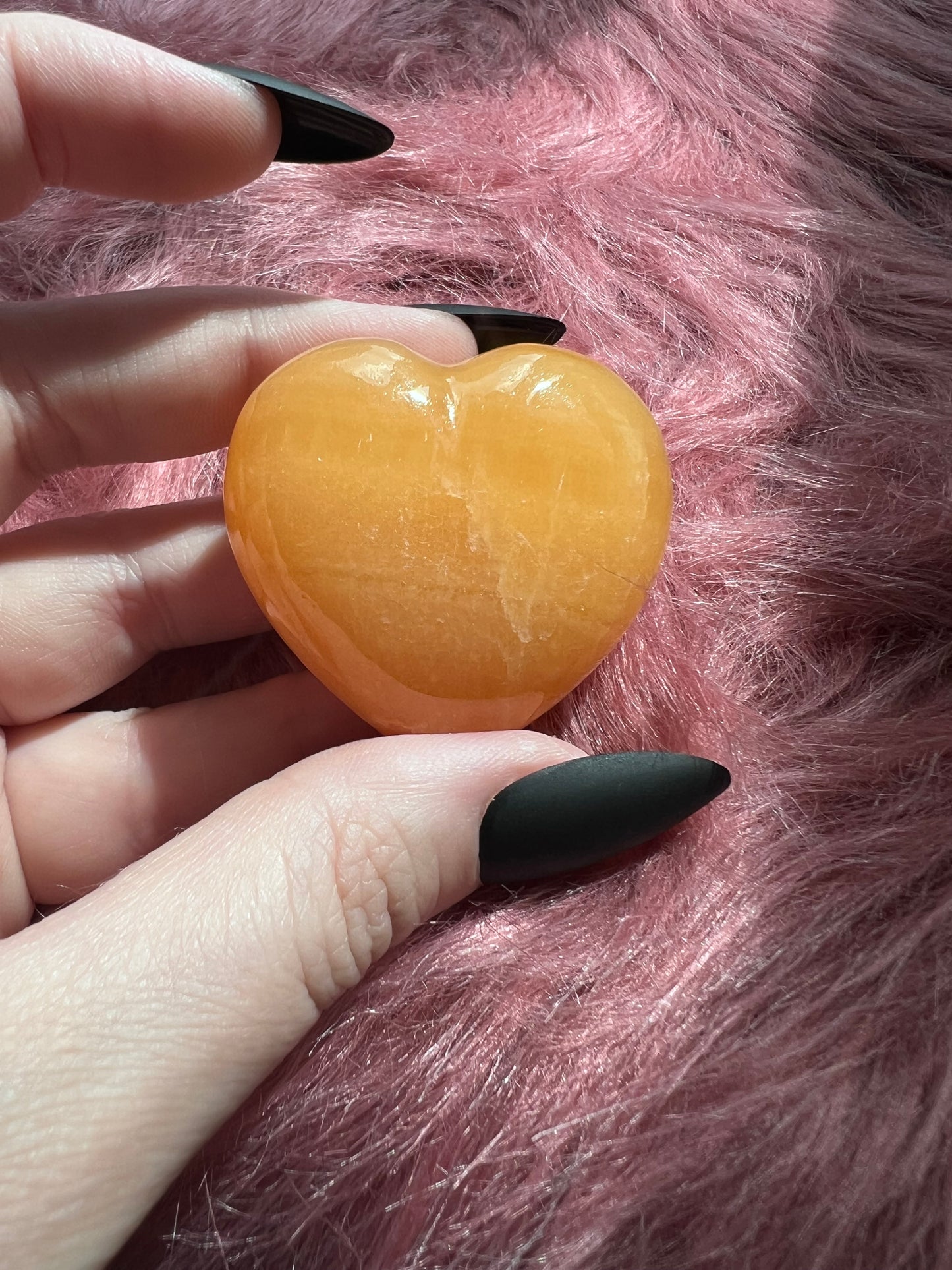 ONE (1) Stunning Juicy Orange Calcite Heart from Mexico - G