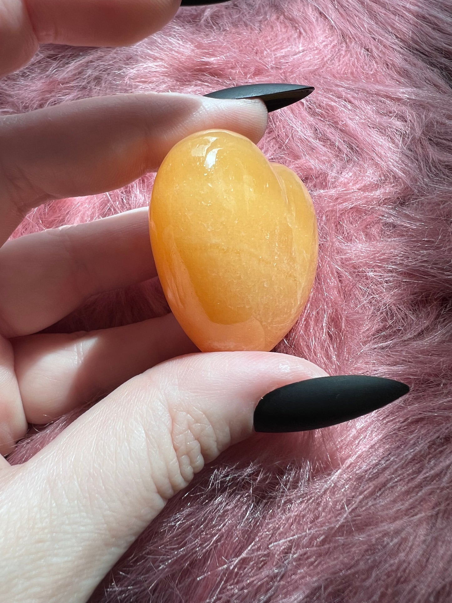 ONE (1) Stunning Juicy Orange Calcite Heart from Mexico - G