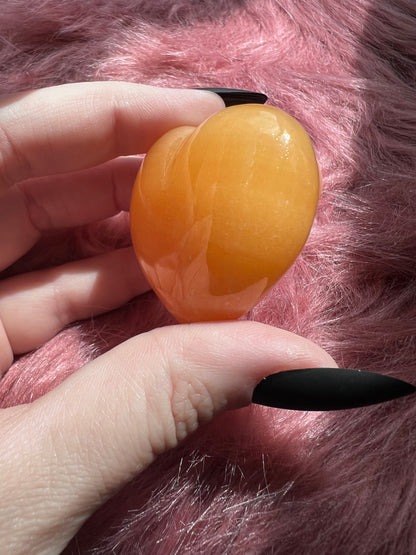 ONE (1) Stunning Juicy Orange Calcite Heart from Mexico - G