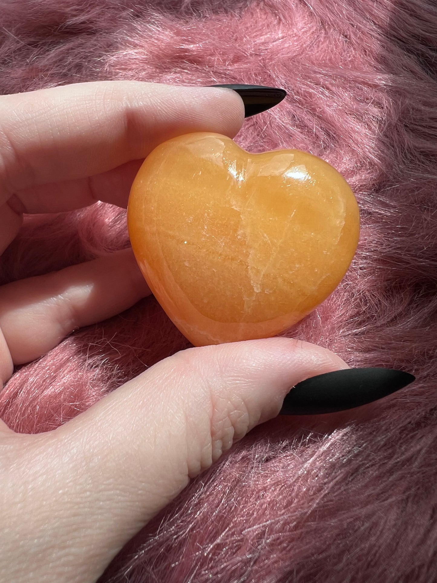 ONE (1) Stunning Juicy Orange Calcite Heart from Mexico - G