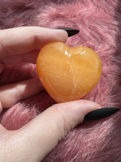 ONE (1) Stunning Juicy Orange Calcite Heart from Mexico - G