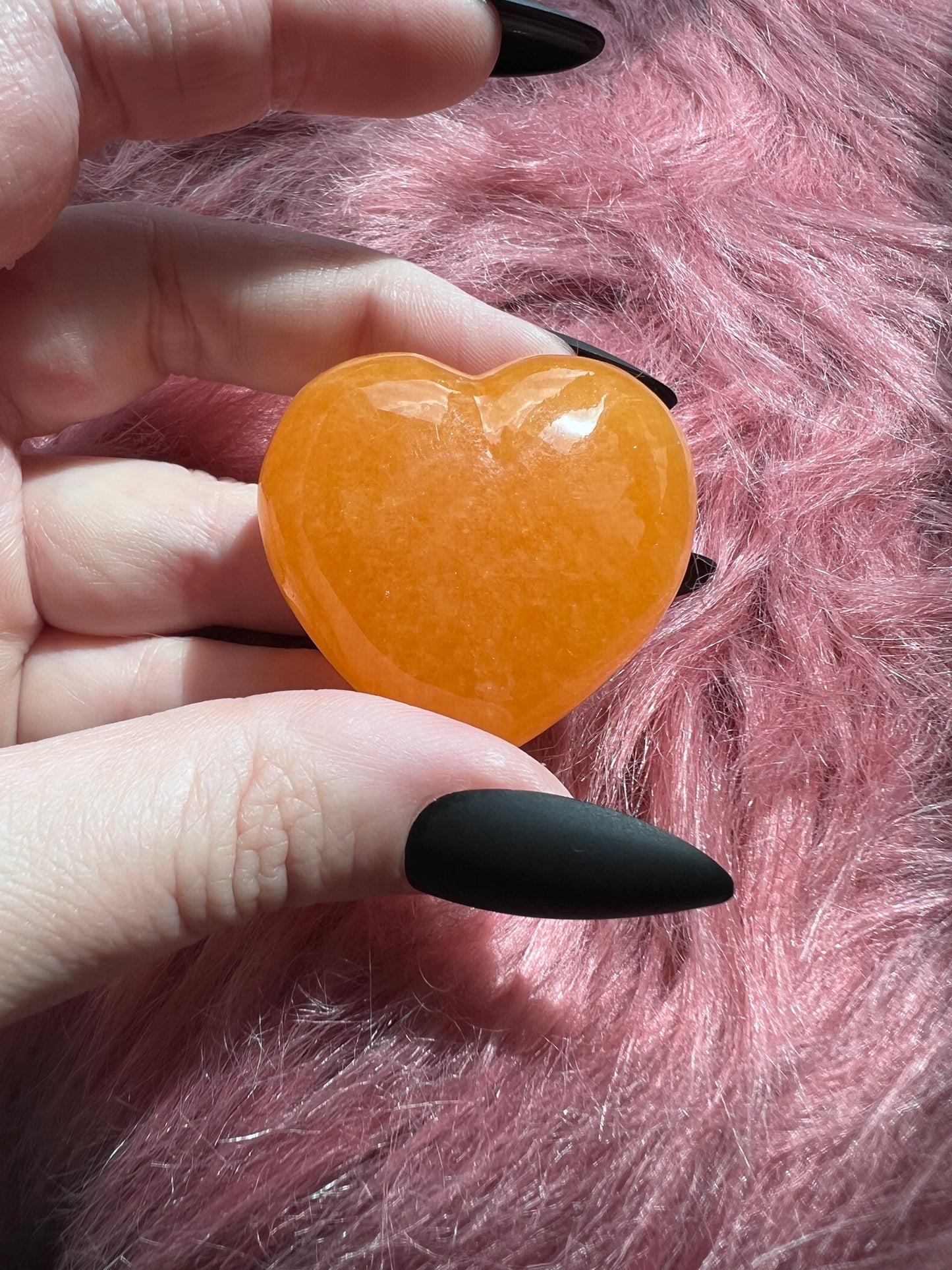 ONE (1) Stunning Juicy Orange Calcite Heart from Mexico - A