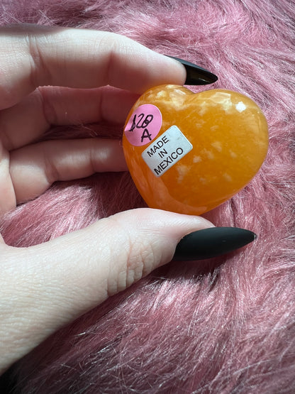 ONE (1) Stunning Juicy Orange Calcite Heart from Mexico - A