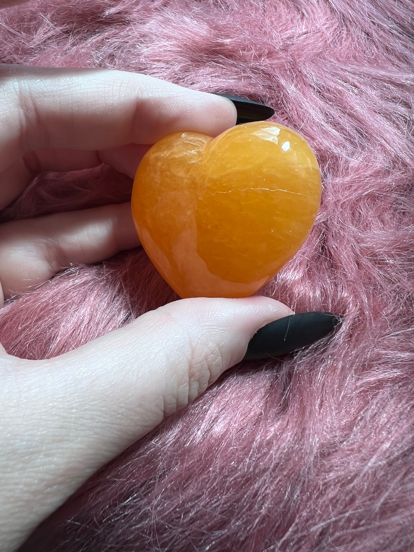 ONE (1) Stunning Juicy Orange Calcite Heart from Mexico - A