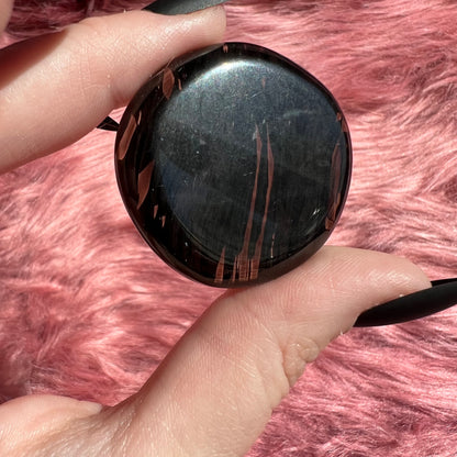 Stunning Midnight Lace Obsidian Pocket Stone - A