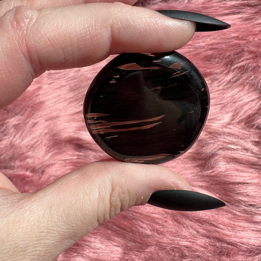 Stunning Midnight Lace Obsidian Pocket Stone - A