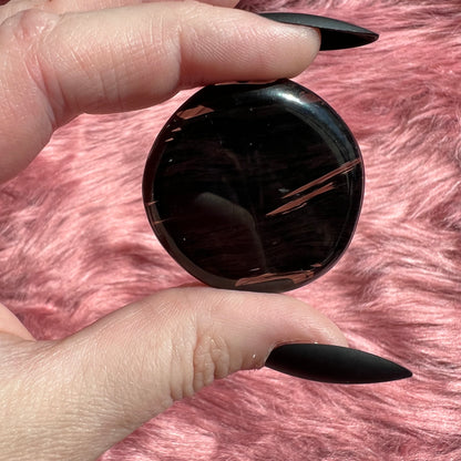 Stunning Midnight Lace Obsidian Pocket Stone - A