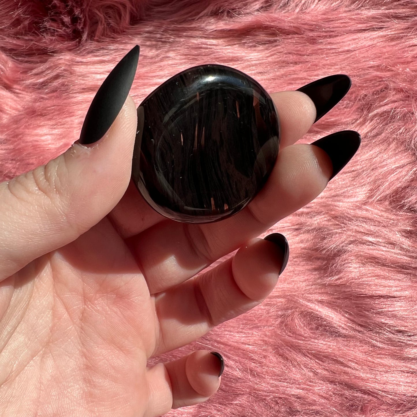 Stunning Midnight Lace Obsidian Pocket Stone - A