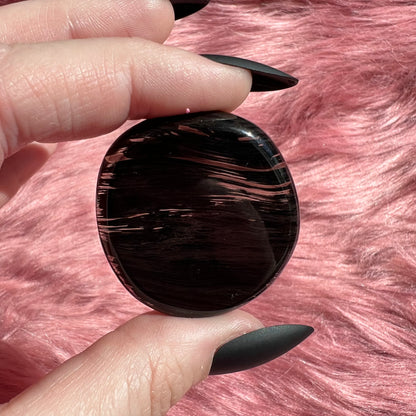 Stunning Midnight Lace Obsidian Pocket Stone - D