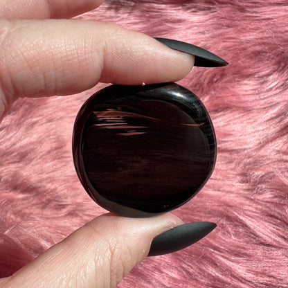 Stunning Midnight Lace Obsidian Pocket Stone - D