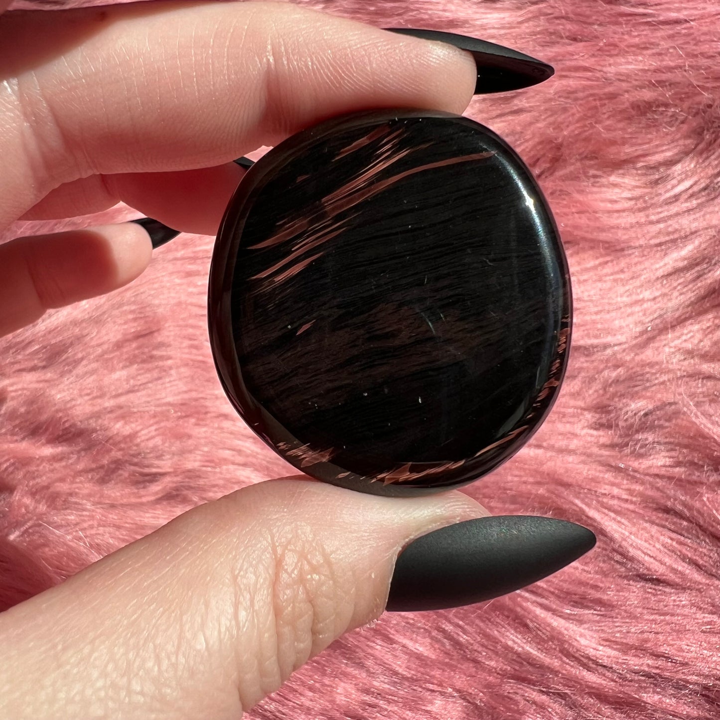 Stunning Midnight Lace Obsidian Pocket Stone - D