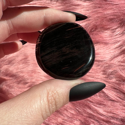 Stunning Midnight Lace Obsidian Pocket Stone - D