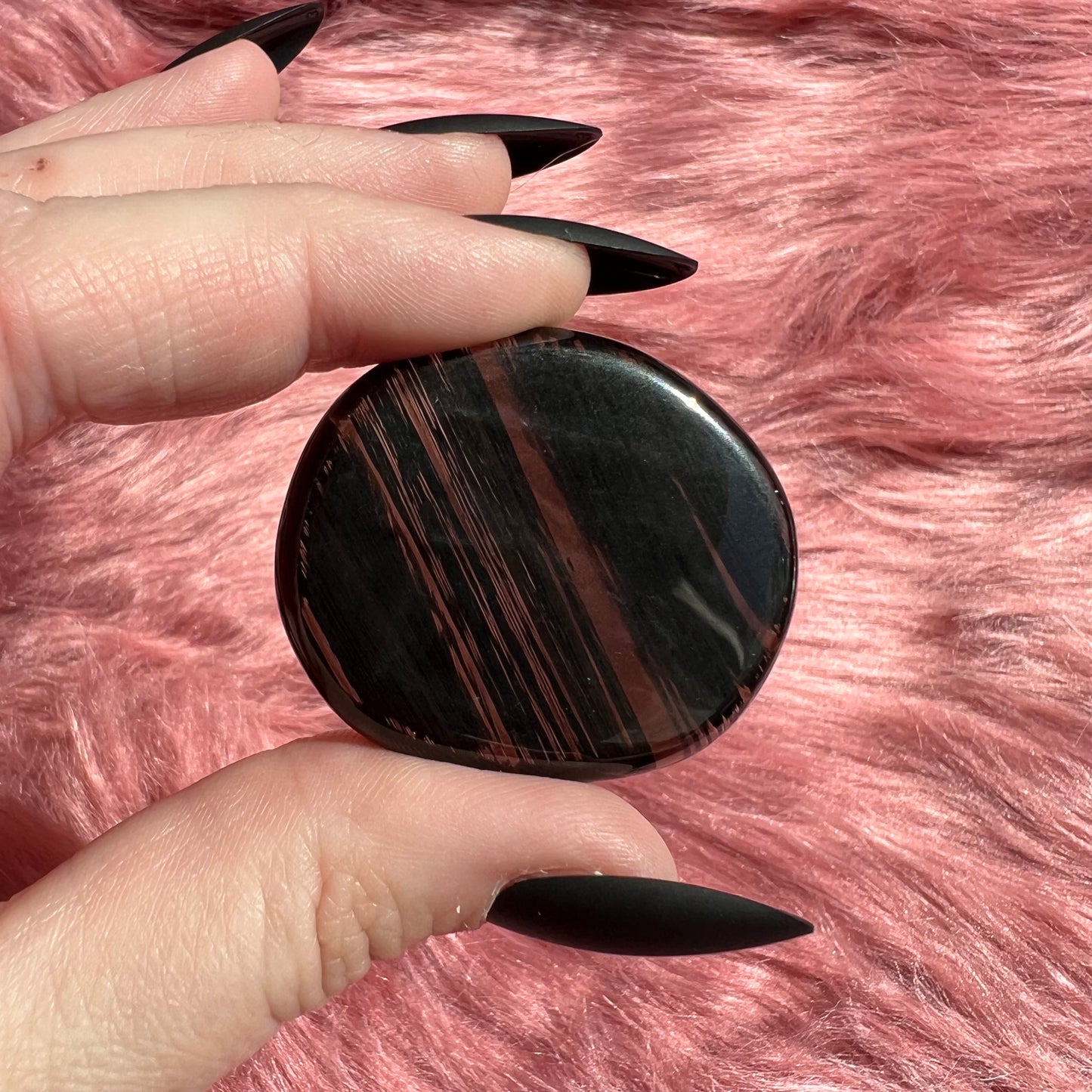 Stunning Midnight Lace Obsidian Pocket Stone - G