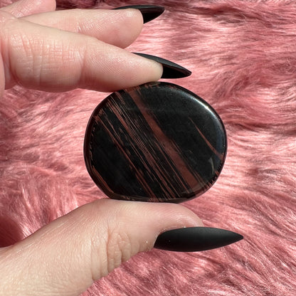 Stunning Midnight Lace Obsidian Pocket Stone - G