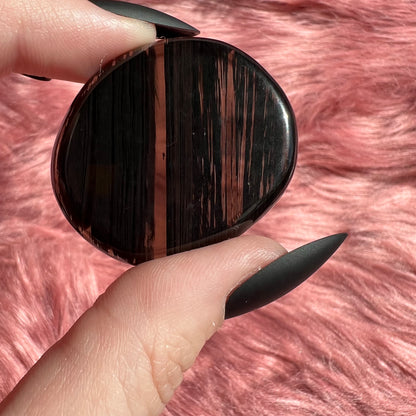 Stunning Midnight Lace Obsidian Pocket Stone - G