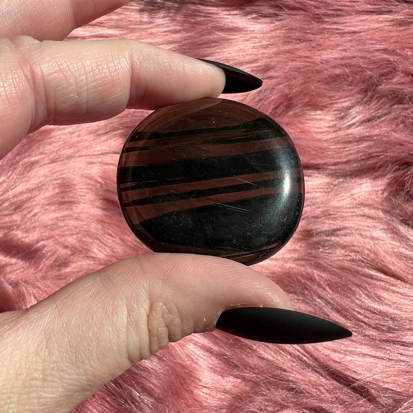 Stunning Midnight Lace Obsidian Pocket Stone - H