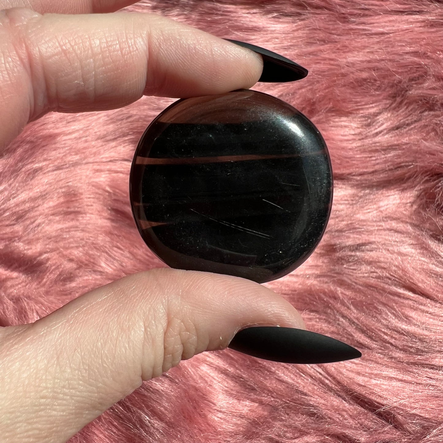 Stunning Midnight Lace Obsidian Pocket Stone - H