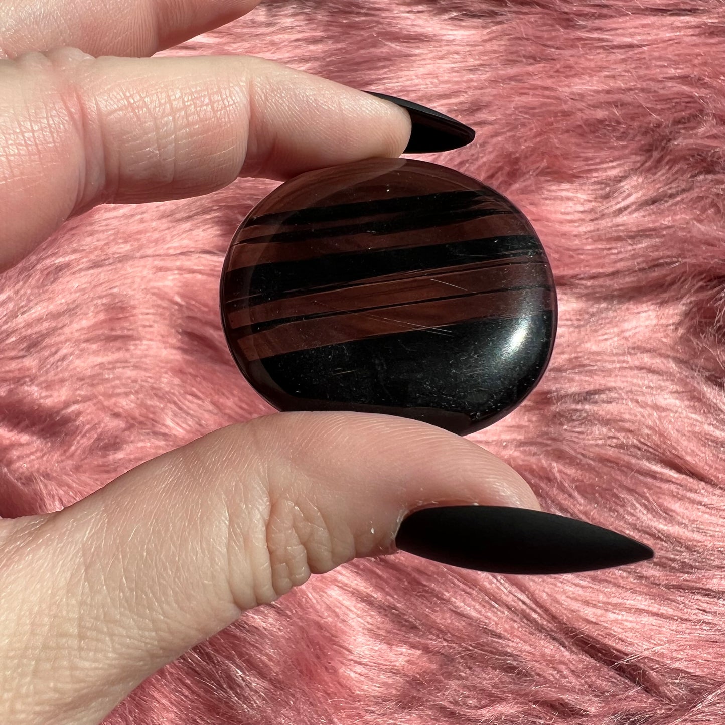 Stunning Midnight Lace Obsidian Pocket Stone - H