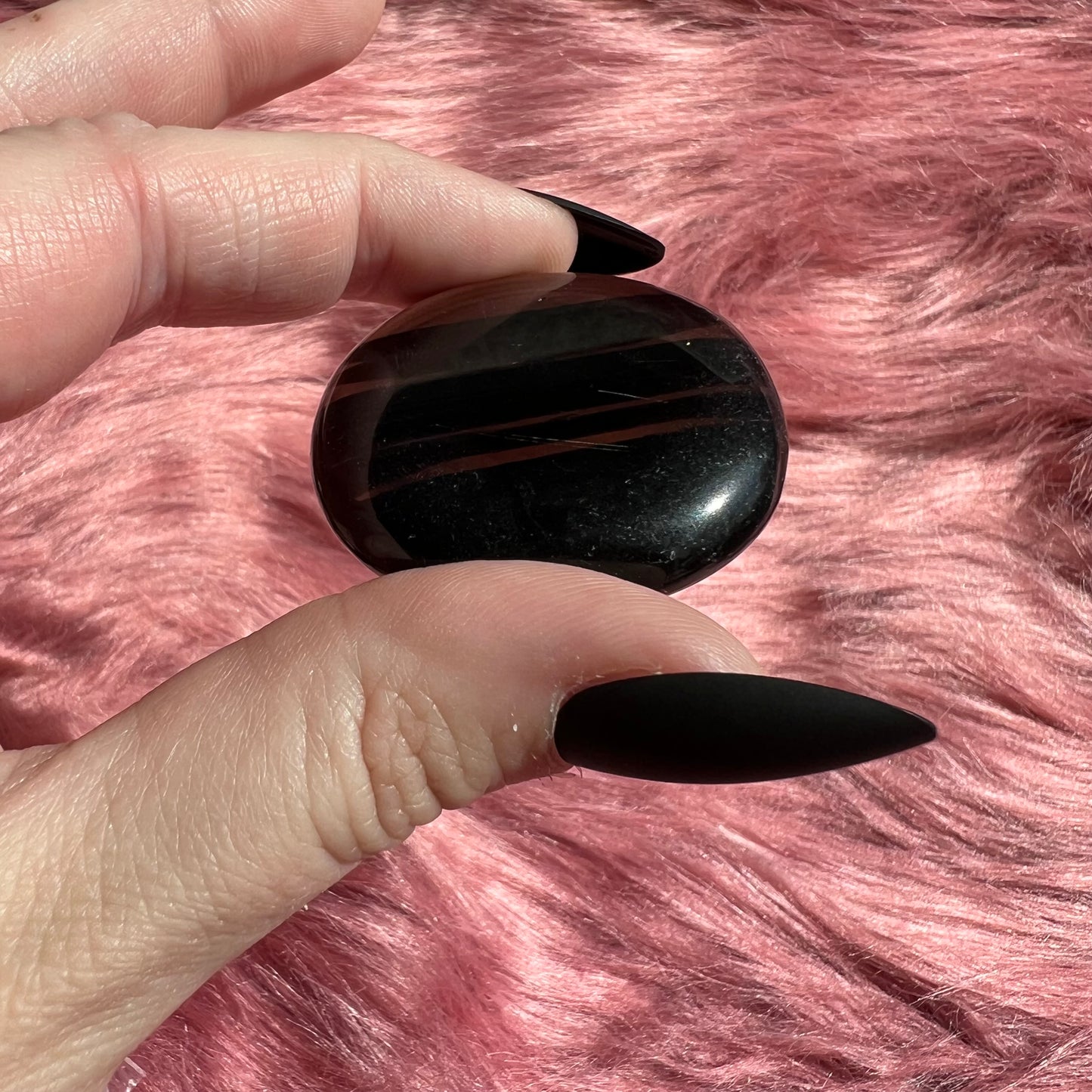 Stunning Midnight Lace Obsidian Pocket Stone - H