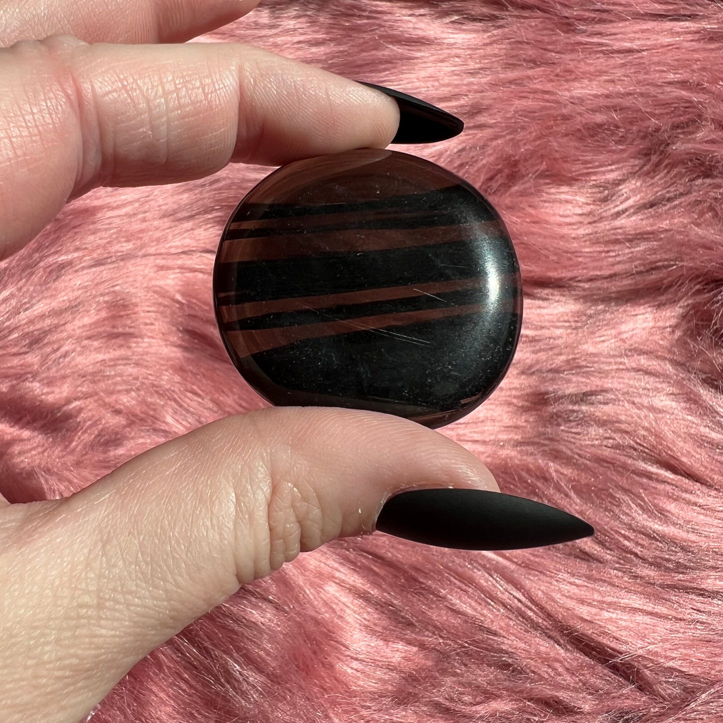 Stunning Midnight Lace Obsidian Pocket Stone - H