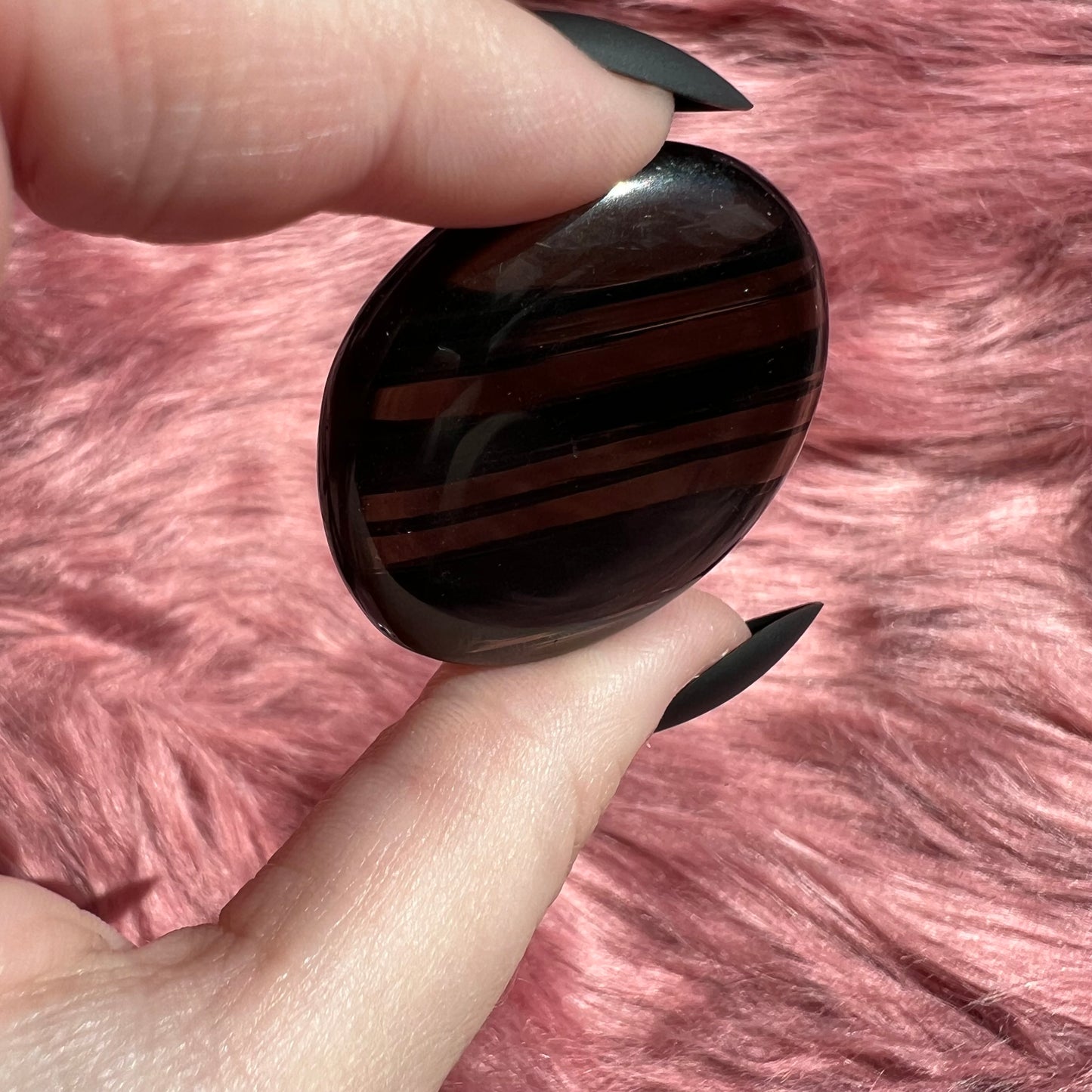 Stunning Midnight Lace Obsidian Pocket Stone - H