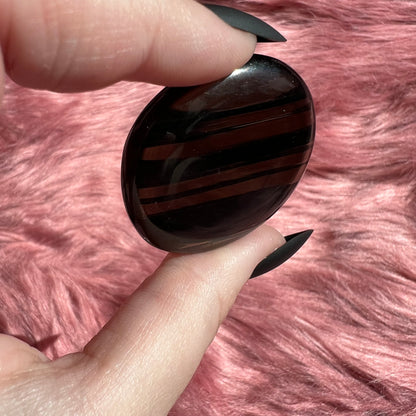 Stunning Midnight Lace Obsidian Pocket Stone - H