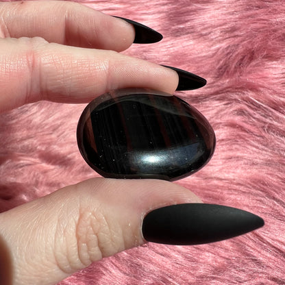 Stunning Midnight Lace Obsidian Pocket Stone - I