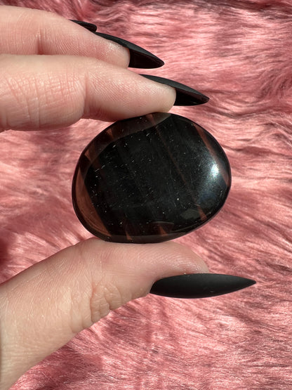 Stunning Midnight Lace Obsidian Pocket Stone - I