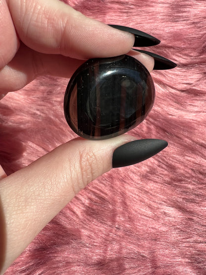 Stunning Midnight Lace Obsidian Pocket Stone - I