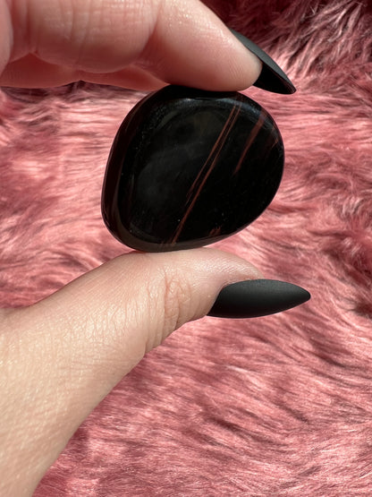 Stunning Midnight Lace Obsidian Pocket Stone - J