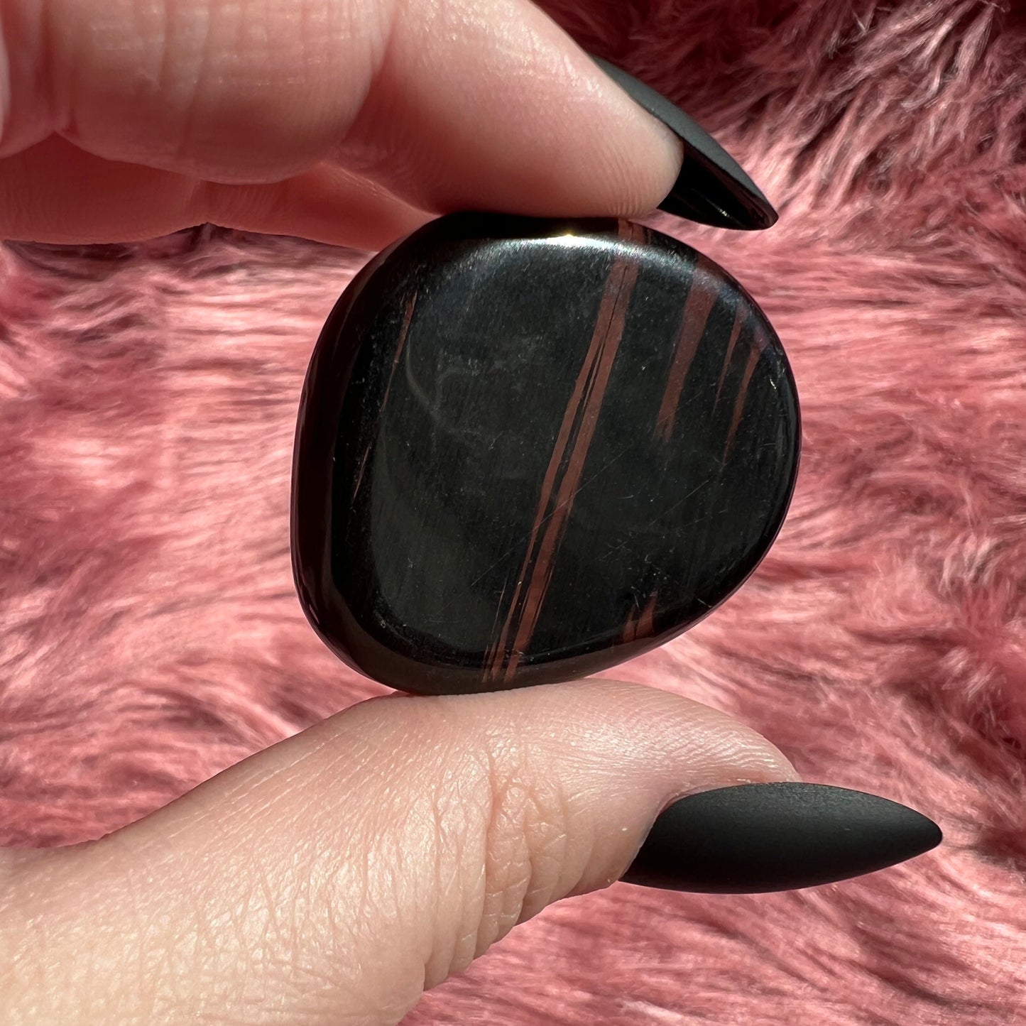 Stunning Midnight Lace Obsidian Pocket Stone - J