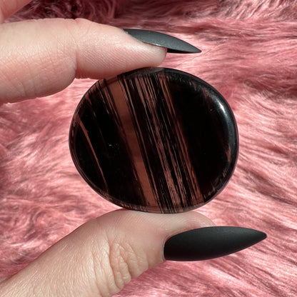 Stunning Midnight Lace Obsidian Pocket Stone - K