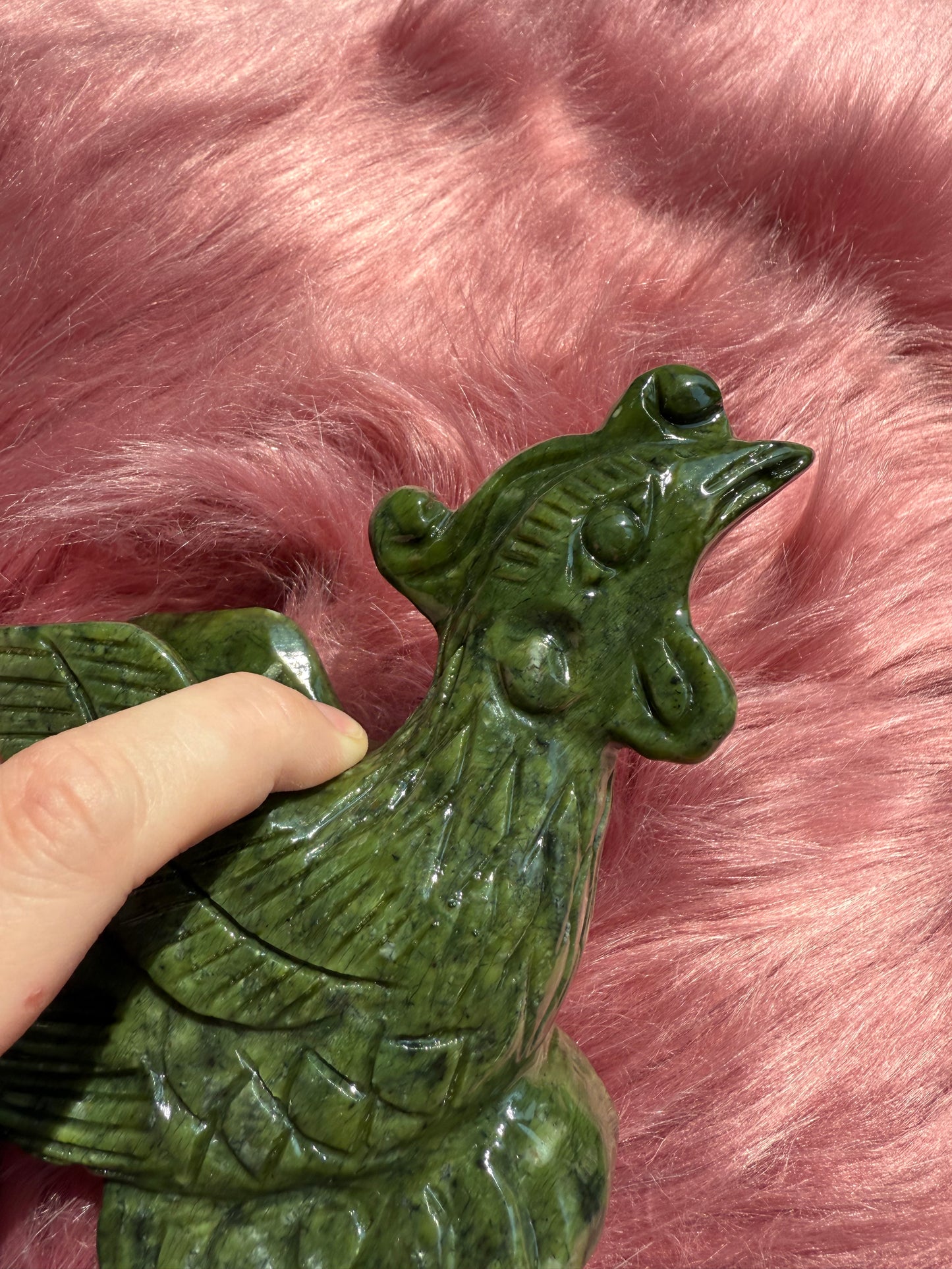 Stunning Green Nephrite Jade Phoenix Crystal Carving