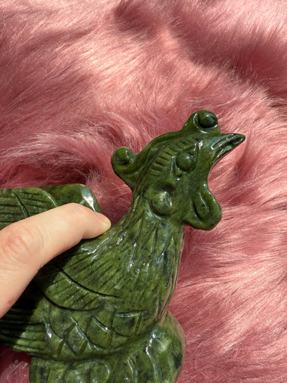 Stunning Green Nephrite Jade Phoenix Crystal Carving