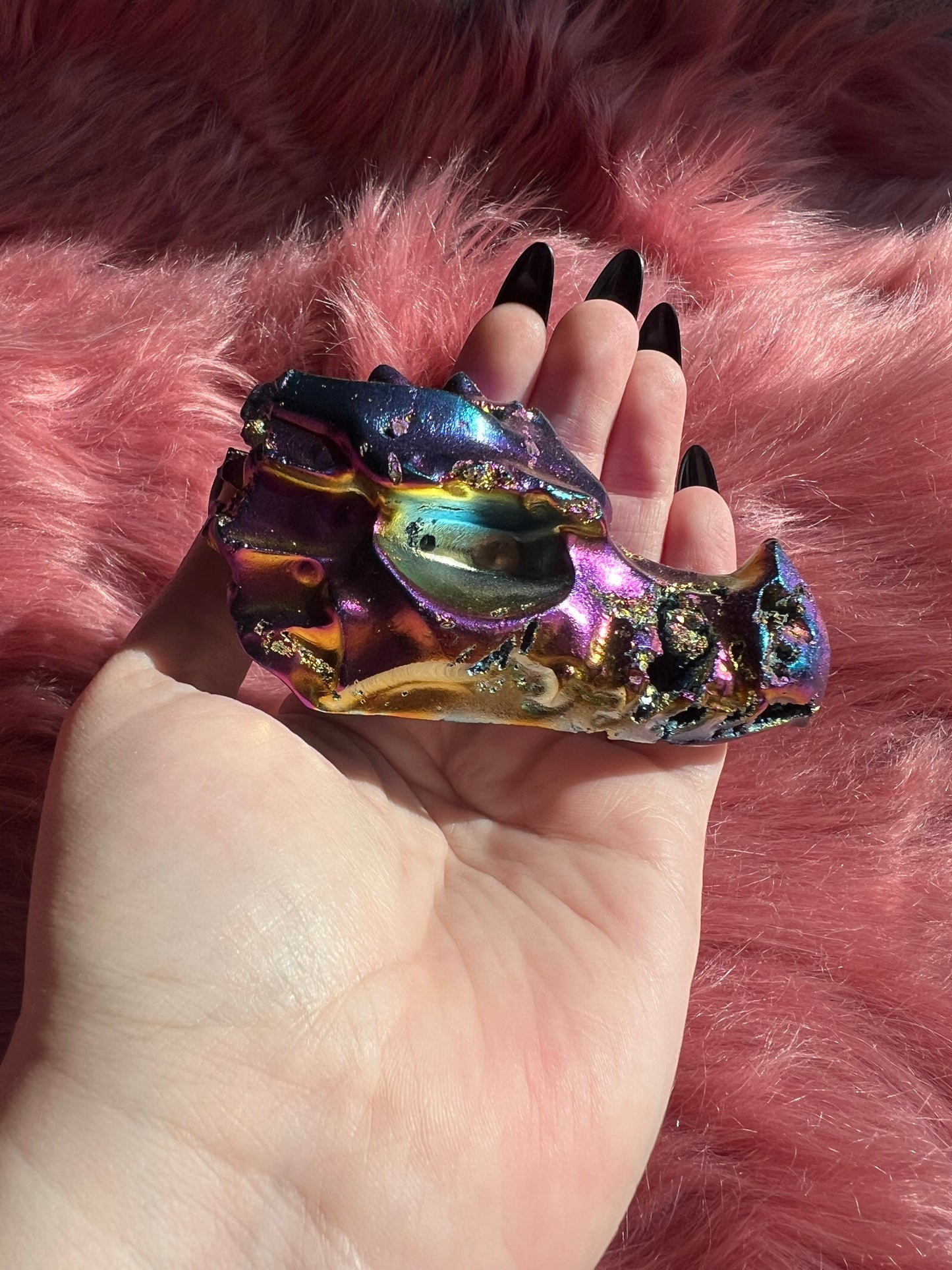 Stunning Rainbow Aura Dragon Skull - A (Man Made Crystal)