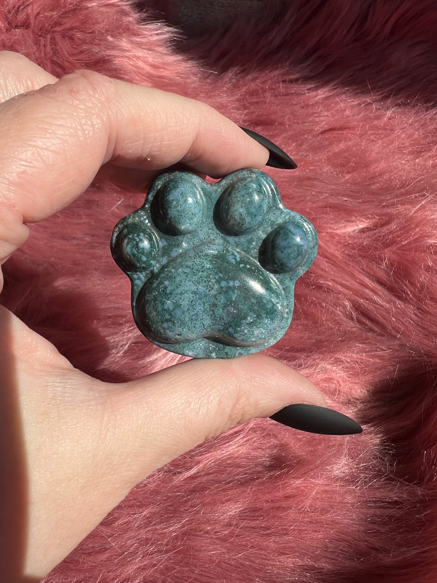 Stunning High Quality Moss Agate Paw Print A