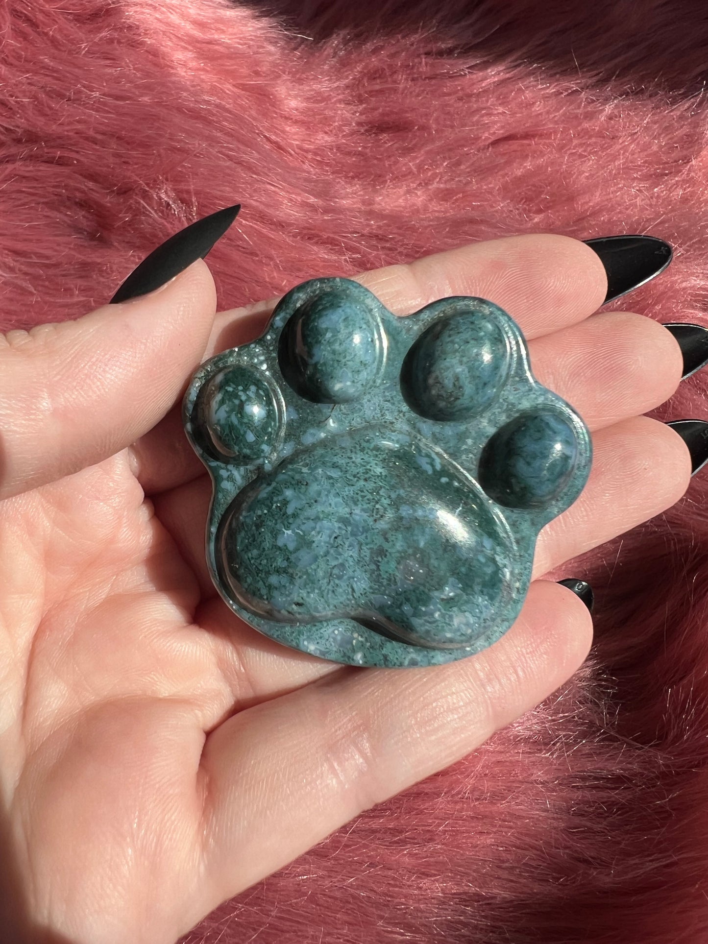 Stunning High Quality Moss Agate Paw Print A