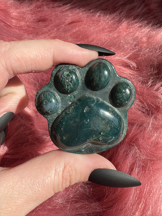 Stunning High Quality Moss Agate Paw Print B