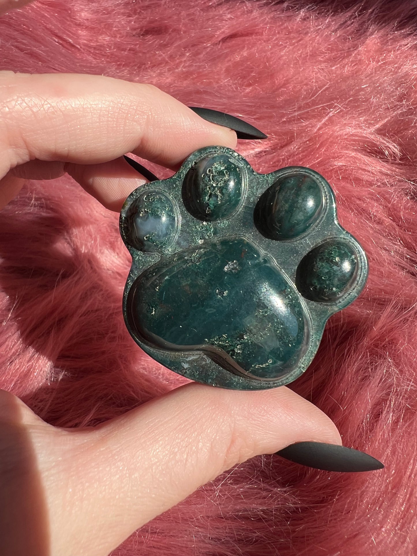 Stunning High Quality Moss Agate Paw Print B