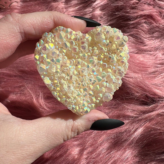 Stunning Aura Treated Quartz Cupcake Heart