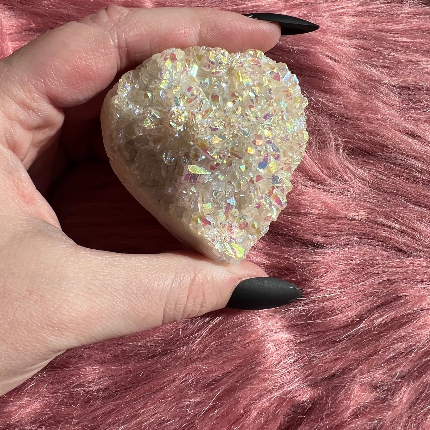 Stunning Aura Treated Quartz Cupcake Heart