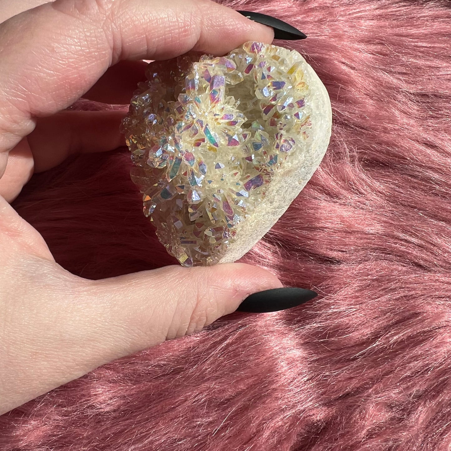 Stunning Aura Treated Quartz Cupcake Heart