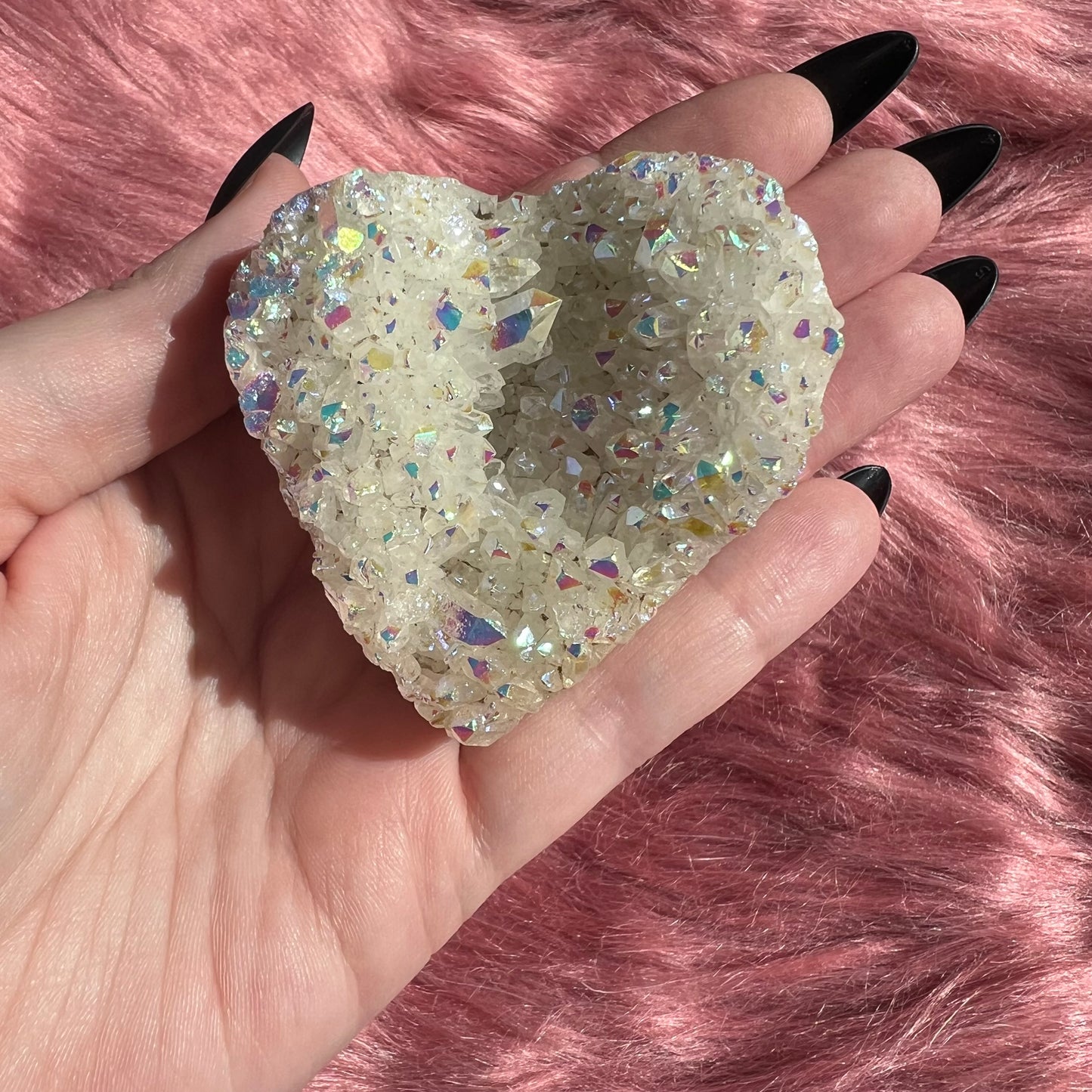 Stunning Aura Treated Quartz Cupcake Heart