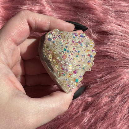 Stunning Aura Treated Quartz Cupcake Heart