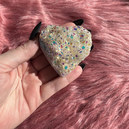 Stunning Aura Treated Quartz Cupcake Heart