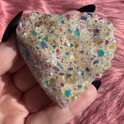 Stunning Aura Treated Quartz Cupcake Heart