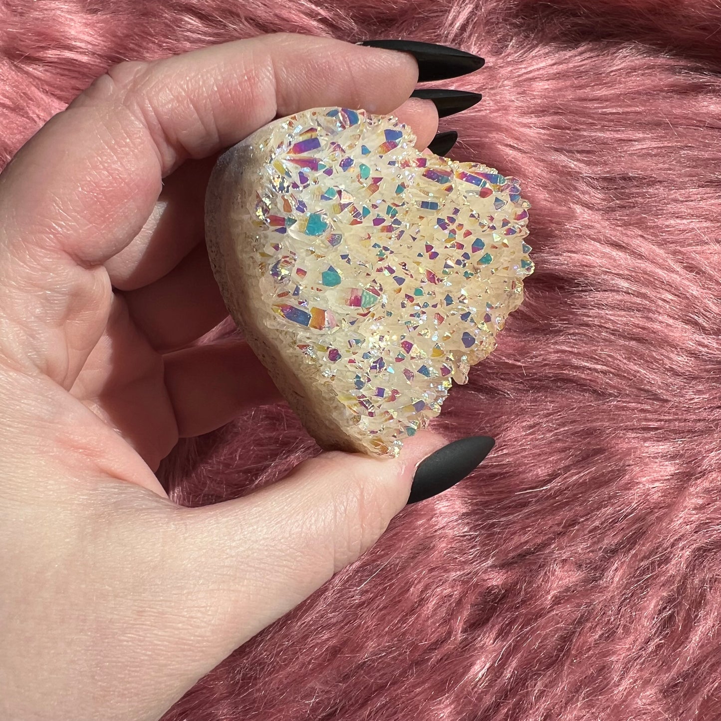 Stunning Aura Treated Quartz Cupcake Heart