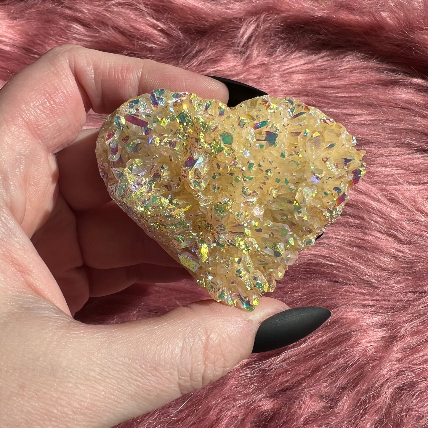 Stunning Aura Treated Quartz Cupcake Heart