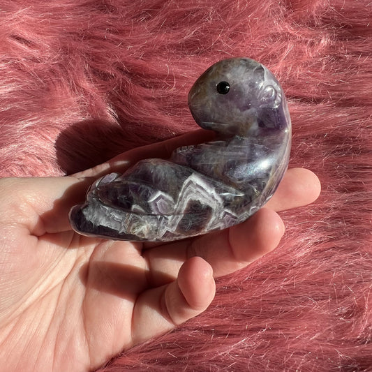 ONE (1) Stunning Dream Amethyst Otter Crystal Carving - A